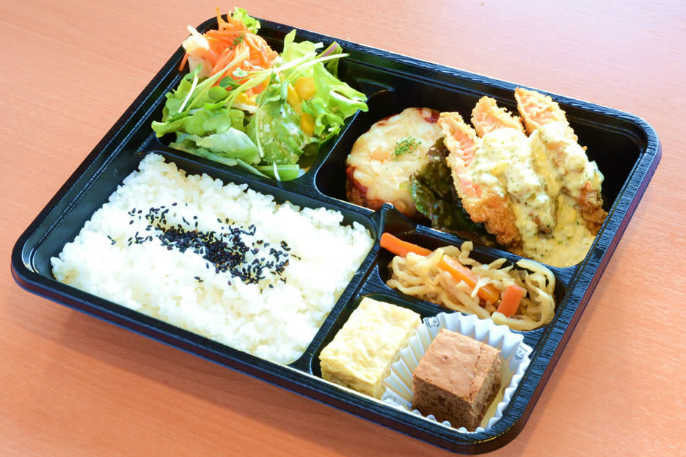 サーモンフライとイタリアンハンバーグ