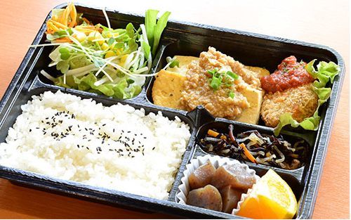 豆腐ステーキと野菜コロッケ弁当
